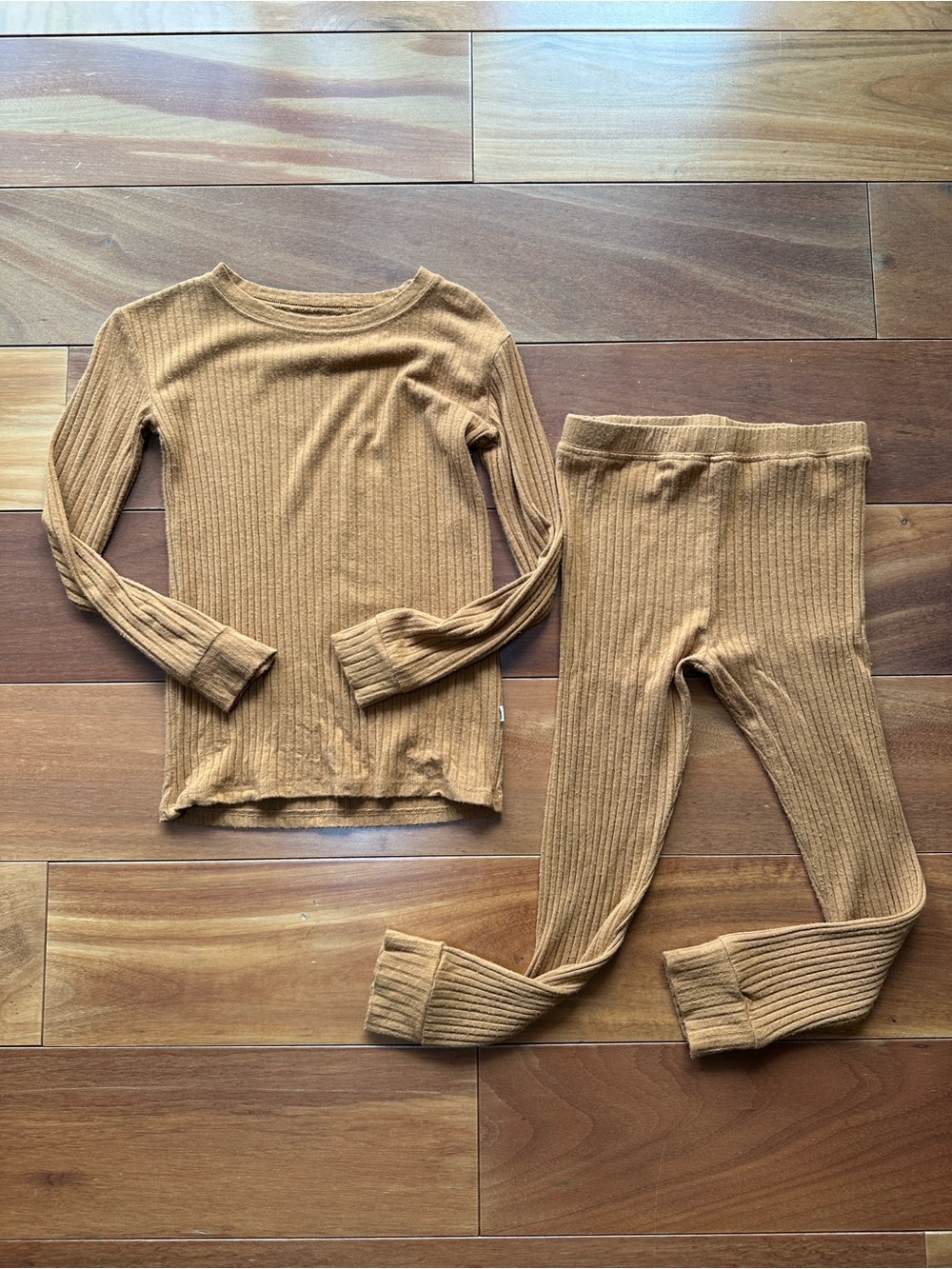 Brave Little Ones Ribbed Bamboo Long Sleeve Pajama Set - Tan 4T